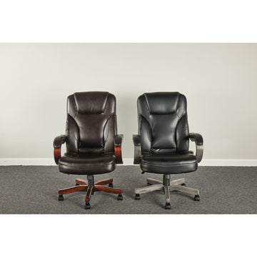 Alera® Alera Transitional Series Executive Wood Chair, Up To 275 Lb, Chocolate Marble Bonded Leather Seat-back, Walnut Wood Base freeshipping - TVN Wholesale
